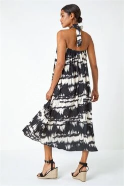 Black Tie Dye Stretch Jersey Halterneck Top -Outlet Modi Qube Store a20001d8 53f0 4e8b a70f ad80803e8b05