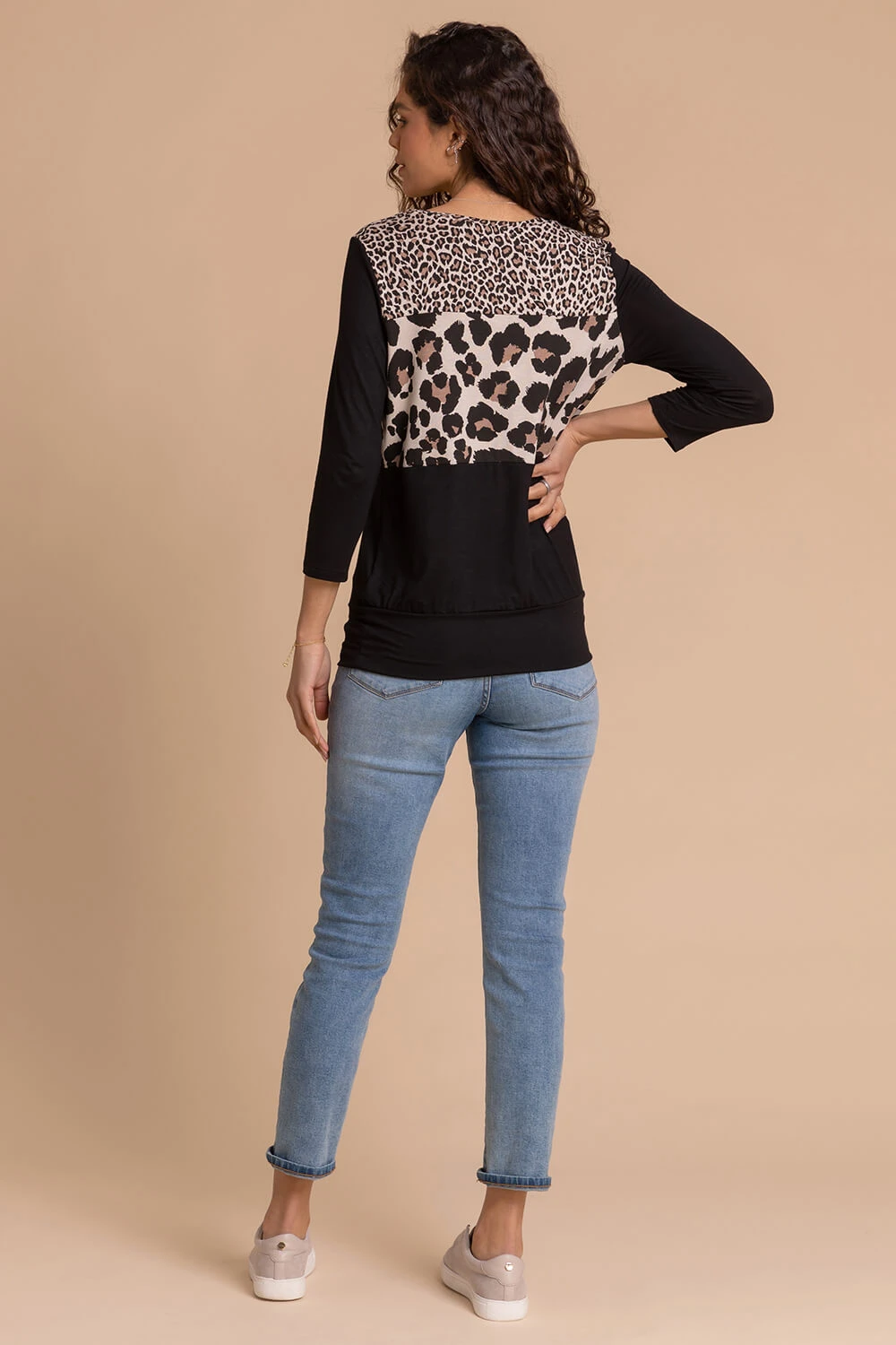 Black Contrast Animal Print Blouson Top 4 Black Contrast Animal Print Blouson Top - Image 2