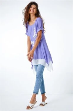 Dark Orange Dandelion Floral Hanky Hem Tunic Top -Outlet Modi Qube Store a442d369 ccb8 404a b934 90bdcadcef03