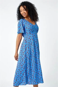 Blue Petite Ditsy Floral Stretch Dress -Outlet Modi Qube Store a4cc7d17 5b30 4905 b5b2 5dc519dd0301