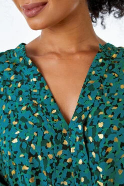 Green Petite Metallic Spot Print Blouse -Outlet Modi Qube Store a551c678 4e84 42a3 b069 16e66fe03522