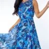 Blue Petite Floral Print Pleated Midi Dress -Outlet Modi Qube Store a6165d5c 47ac 4a8b a970 7513e4ae73fc