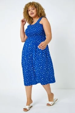 Blue Curve Shirred Frill Detail Midi Dress 10 Blue Curve Shirred Frill Detail Midi Dress -Outlet Modi Qube Store a80b272b e8db 4356 b24a a4c4058df0e2