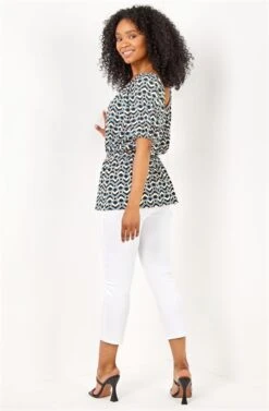 Navy Petite Geo Print Jersey Wrap Dress -Outlet Modi Qube Store a9b5e0b1 246e 4860 88df db7cdebaa6e2