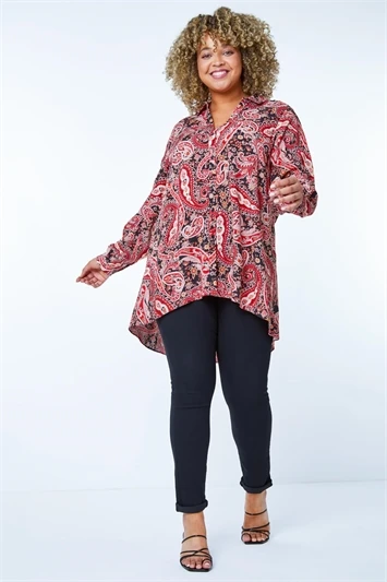 Black Curve Geometric Print Shirt 4 Black Curve Geometric Print Shirt - Image 2