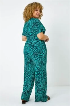 Green Curve Animal Print Stretch Jersey Top