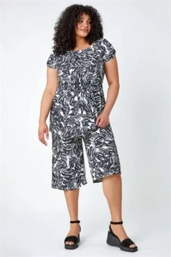 Black Curve Abstract Print Stretch Culottes -Outlet Modi Qube Store aace77ba 0d52 41e3 ba48 3e645a9ce6d3