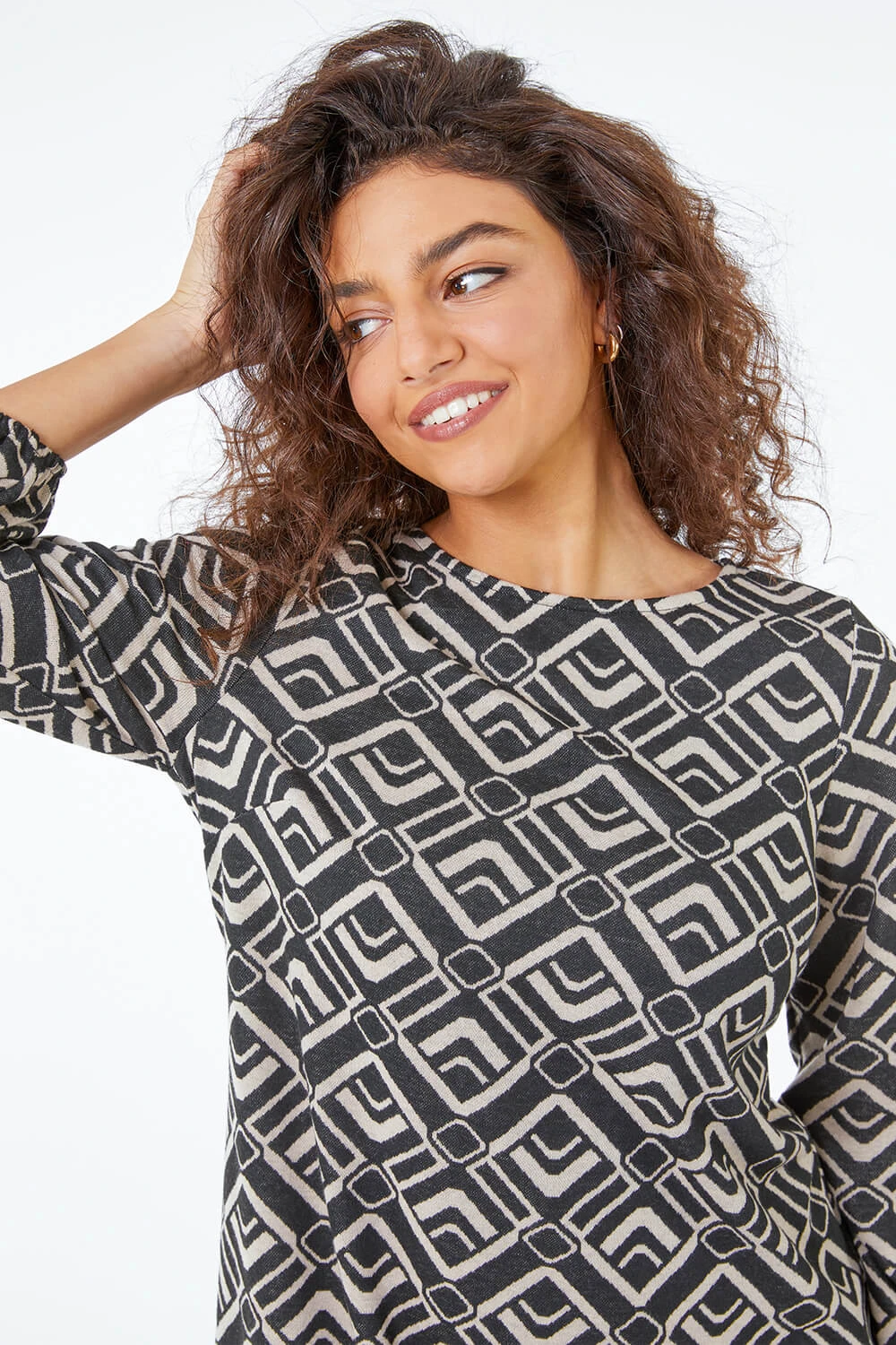 Stone Petite Geo Print Tunic Dress 6 Stone Petite Geo Print Tunic Dress - Image 4