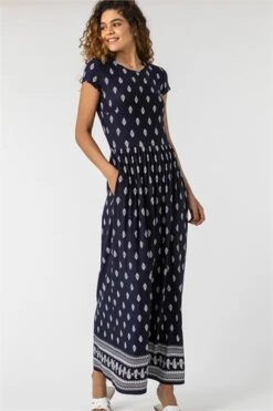 Black Petite Border Print Stretch Midi Dress -Outlet Modi Qube Store ac8336f5 a360 41d2 80de ca31716f0fbf