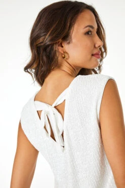 Ivory Sequin Tie Back Detail Top