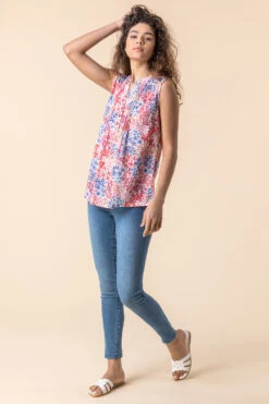 Multi Floral Print Burnout Button Detail Top -Outlet Modi Qube Store aec62388 cf85 4258 9611 0b9c6ab6ce9a