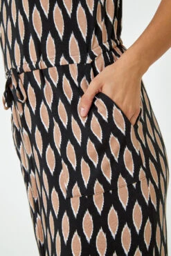 Black Abstract Print Drawcord Stretch Midi Dress -Outlet Modi Qube Store af0b20cc fc0b 464b ad02 5af2aedadb67