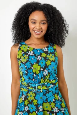 Blue Petite Floral Print Buckle Detail Dress -Outlet Modi Qube Store afed5aa2 ef36 4909 b20c 65219bdfdfe3