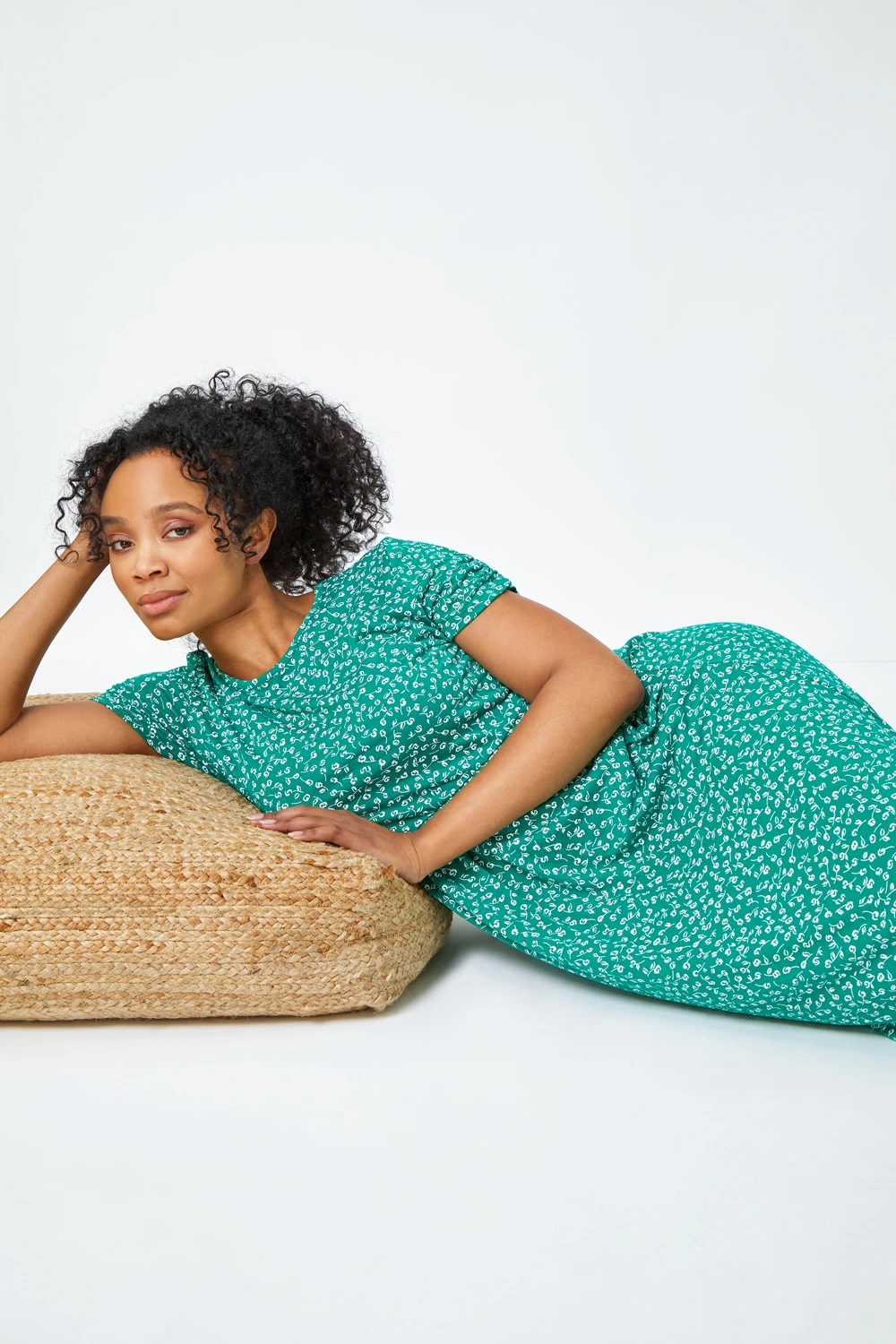 Green Petite Floral Print Midi Dress 6 Green Petite Floral Print Midi Dress - Image 4