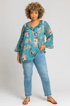 Dark Green Curve Textured Spot Frill Detail Top -Outlet Modi Qube Store b0121f24 d6e1 4c4b b61a a975712c9010