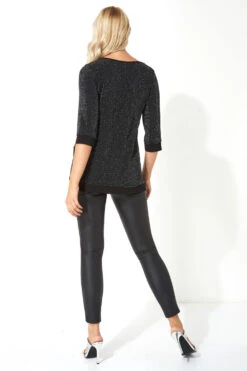 Black Necklace Trim Shimmer Top -Outlet Modi Qube Store b266c29b f706 4f5e affb d83774a9b226