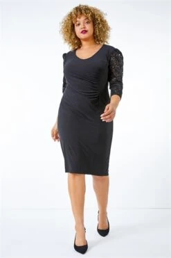 Black Curve Sequin Lace Wrap Dress -Outlet Modi Qube Store b2815dea 377c 40e8 9755 6921d101217b