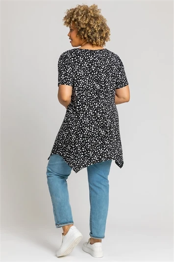 Navy Curve Spot Print Gathered Top 6 Navy Curve Spot Print Gathered Top - Image 4