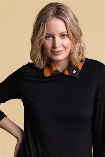 Orange High Neck Animal Print Contrast Top 7 Orange High Neck Animal Print Contrast Top - Image 5