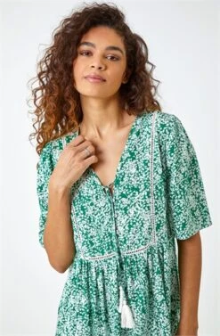 Blue Floral Border Print Boho Tie Top -Outlet Modi Qube Store b5e5aa20 a247 44e3 8b26 6fb3d1e101b1