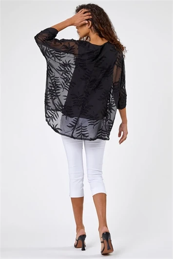 Silver Metallic Print Chiffon Overlay Top 6 Silver Metallic Print Chiffon Overlay Top - Image 4