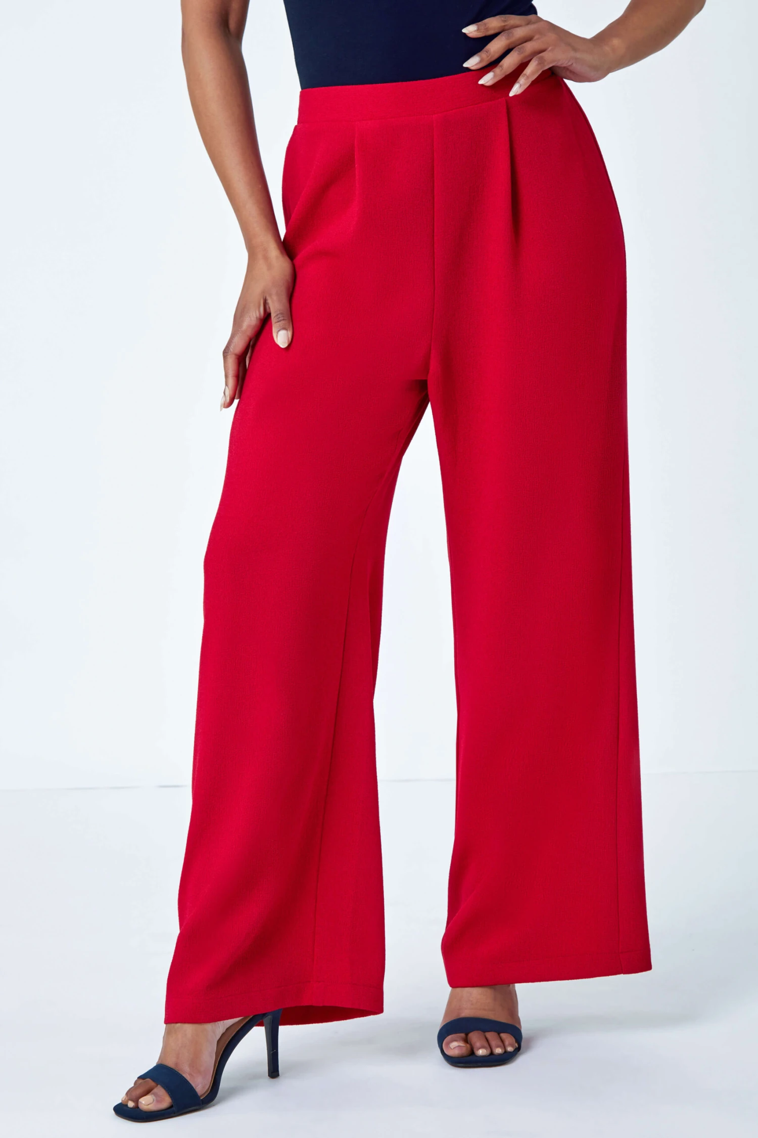 Red Petite Wide Leg Stretch Trousers 4 Red Petite Wide Leg Stretch Trousers - Image 2