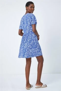 Blue Petite Leaf Print Midi Stretch Dress 10 Blue Petite Leaf Print Midi Stretch Dress -Outlet Modi Qube Store b776da9e 24c4 498c bb64 ad4eb71db503