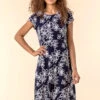 Navy Floral Print Tea Dress -Outlet Modi Qube Store b7a33719 0975 47e6 af6b ffb3356cc020