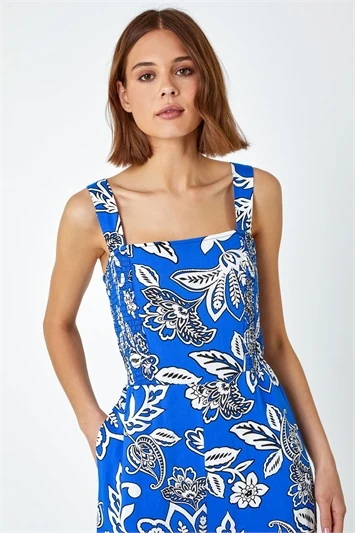 Pink Petite Floral Stretch Shirred Midi Dress 4 Pink Petite Floral Stretch Shirred Midi Dress - Image 2