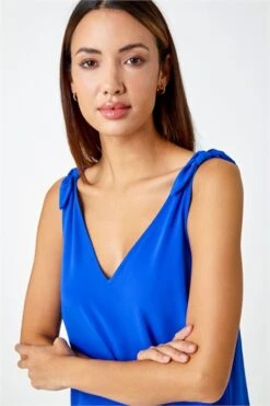 Midnight Blue Embroidered Sleeveless Crinkle Blouse -Outlet Modi Qube Store b9ca5855 b2b9 454e a2f9 4d05194bf8ec