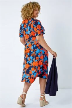 Orange Curve Floral Frill Sleeve Top -Outlet Modi Qube Store ba3efb6e 3938 4281 b8ee a26d3dbedd7b