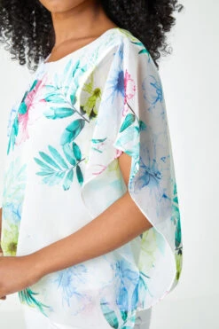 White Petite Floral Print Blouson Top -Outlet Modi Qube Store bb88819f 5e7b 44d2 a8e9 56e834192bf5