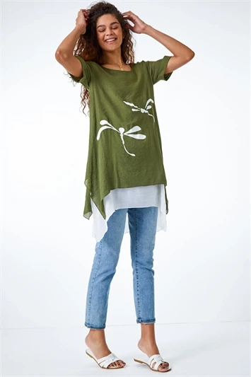 Lime Floral Print Asymmetric Tunic Top 6 Lime Floral Print Asymmetric Tunic Top - Image 4