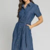 Blue Denim Pocket Detail Shirt Dress