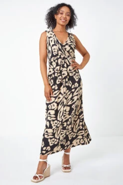 Black Petite Animal Twist Jersey Maxi Dress -Outlet Modi Qube Store bd617888 9bee 463a 83bb 0e05c1a1cd33