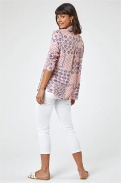 Pink Geometric Print Longline Shirt -Outlet Modi Qube Store bd8efc9d 3f2c 4470 a6c5 bf587f705830
