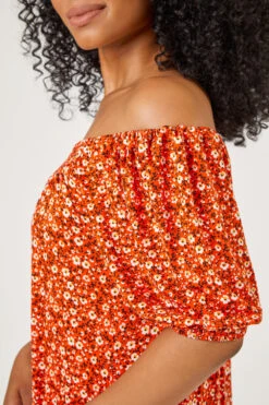 Red Petite Ditsy Floral Print Jersey Tunic Dress -Outlet Modi Qube Store be3ff538 95b7 4d51 a971 1c38213db6b6