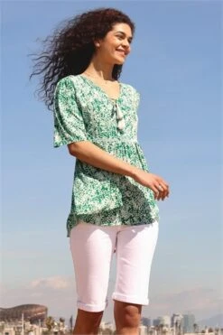 Blue Floral Border Print Boho Tie Top -Outlet Modi Qube Store befd0808 62f7 4564 9765 e267a57a1aad