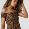Brown Shirred Animal Print Bardot Dress -Outlet Modi Qube Store bf7b5b33 1e8e 4821 8240 d363cac64182