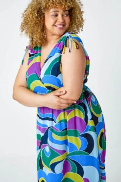 Purple Curve Abstract Shirred Stretch Maxi Dress -Outlet Modi Qube Store bf9228ea 8652 41f5 9ab4 104a04376f2f