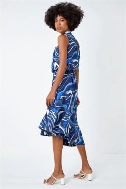 Blue Sleeveless Geometric Print Smock Dress -Outlet Modi Qube Store c0891405 a6e5 46b0 876d 56df8bf4cc7c