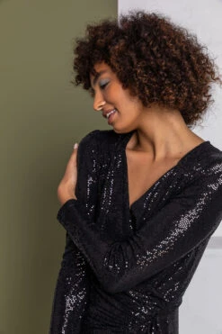 Black Sparkle Embellished Wrap Dress -Outlet Modi Qube Store c0fe8081 c8ec 428d 8eb5 2fc4c14607f1