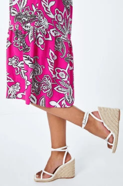 Pink Petite Floral Print Tiered Dress -Outlet Modi Qube Store c2068aad b266 41d3 9a6a 613da40fed43