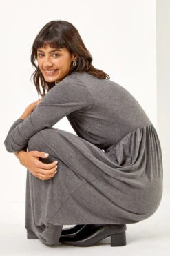 Dark Grey Pocket Stretch Maxi Dress