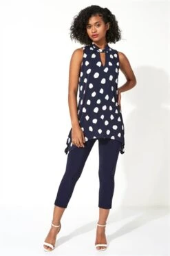 Royal Blue Leaf Puff Print Stretch Blouse -Outlet Modi Qube Store c3190499 b79c 49d1 9544 b02bd32db62d