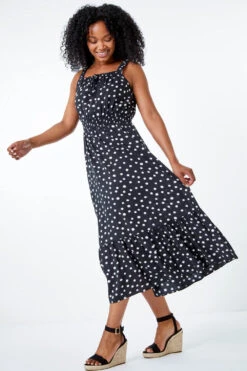 Black Petite Polka Dot Tiered Midi Sundress 9 Black Petite Polka Dot Tiered Midi Sundress -Outlet Modi Qube Store c464374f 3f1b 4489 b862 4ca9cba9ef67