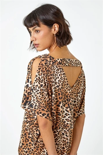 Black Animal Print Side Tie Stretch Top 5 Black Animal Print Side Tie Stretch Top - Image 3