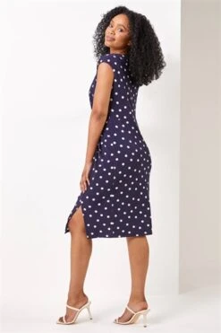 Polka Dot Print Stretch Dress