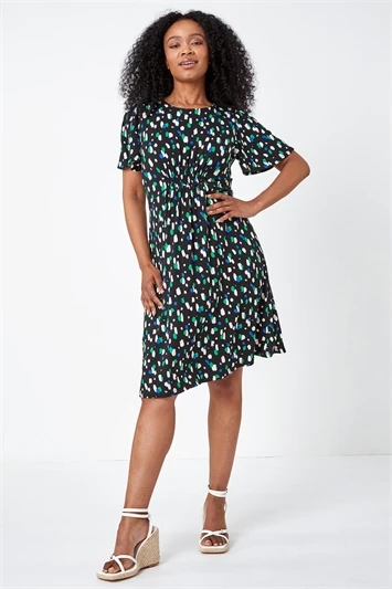 Black Petite Spot Ruched Stretch Midi Dress 5 Black Petite Spot Ruched Stretch Midi Dress - Image 3