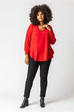 Rust Curve Colourblock Asymmetric Snood Top